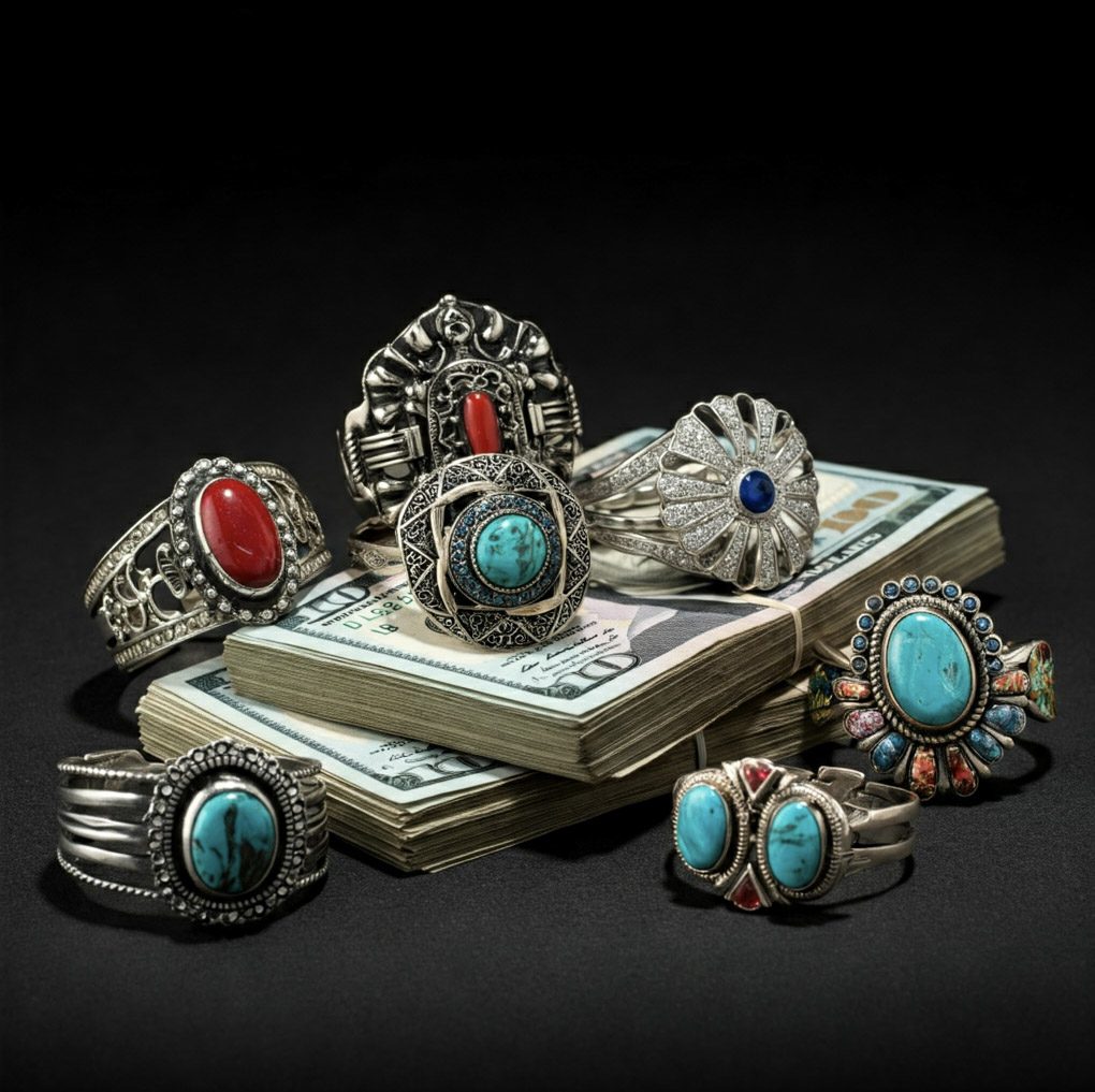 A collection of sterling silver estate jewelry ready for appraisal