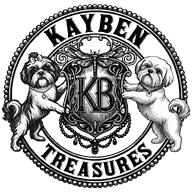 KayBen Treasures crest — Kaleigh and Bentley flanking a KB shield